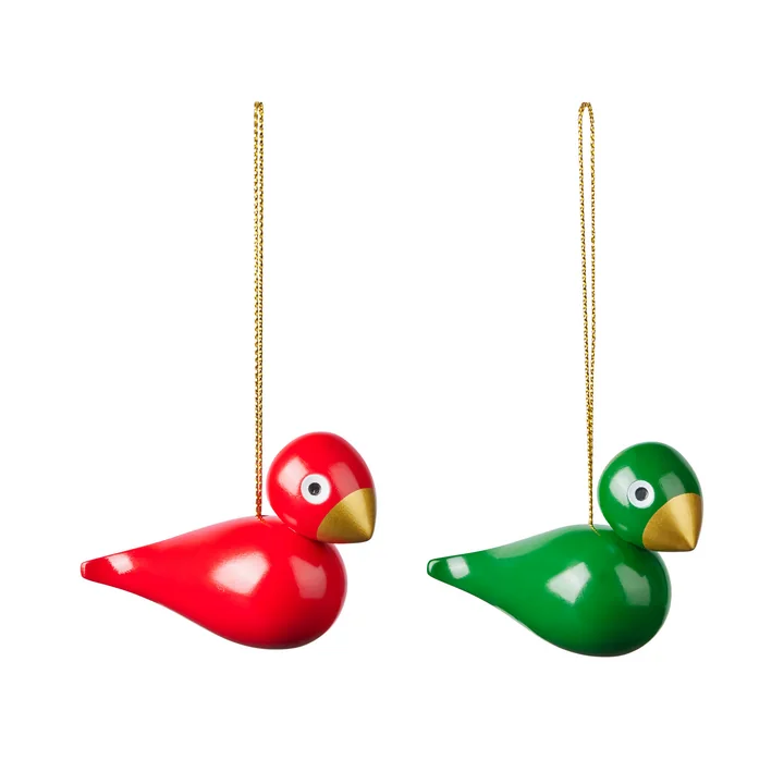 Kay Bojesen - Décorations de Noël pour oiseaux, rouge / vert (set de 2)