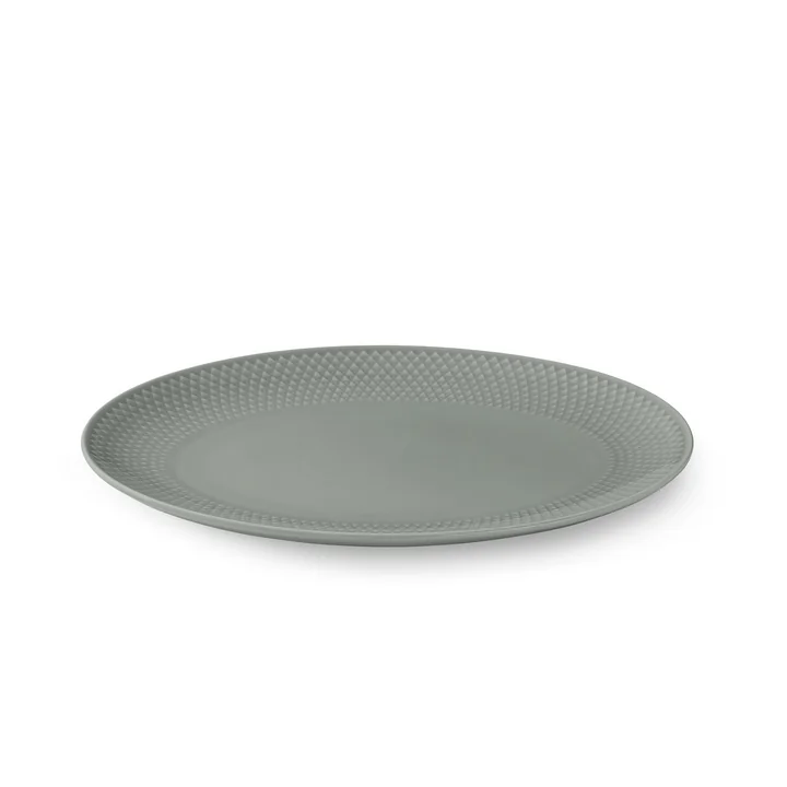 Lyngby Porcelæn - Rhombe Earth plat de service ovale 21,5 x 28,5 cm, moss