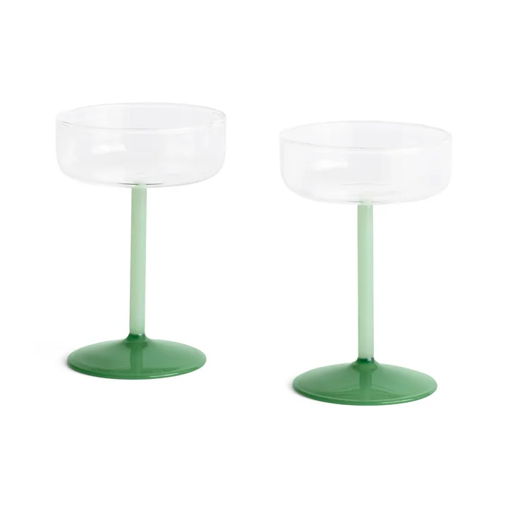 HAY - Tint Coupe à cocktail, transparent / jade light green / jade dark green (set de 2)