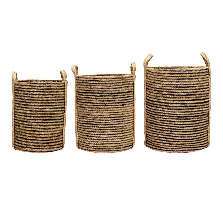 House Doctor - Dungi Corbeilles de rangement, H 37 cm, noir / naturel (lot de 3)