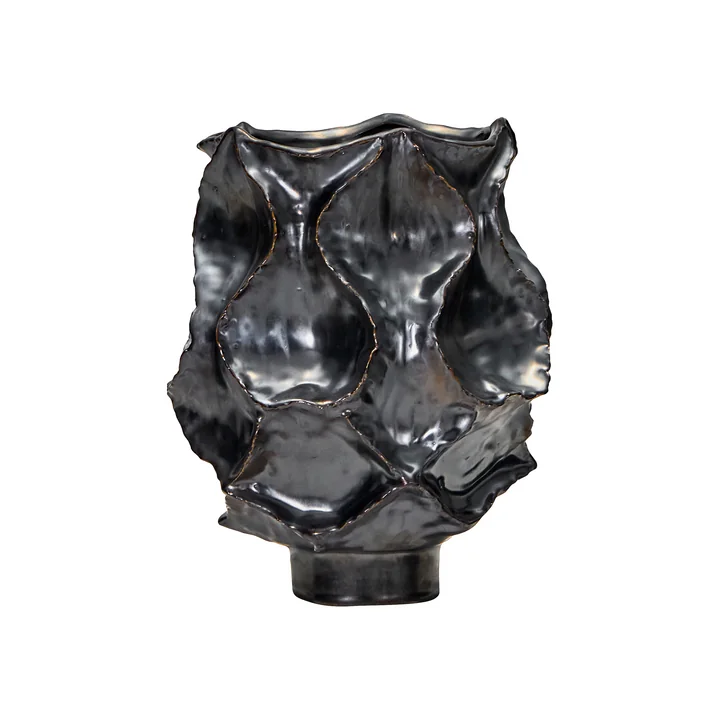 House Doctor - Waves Vase, Ø 20. 5 x 25 cm, métal antique