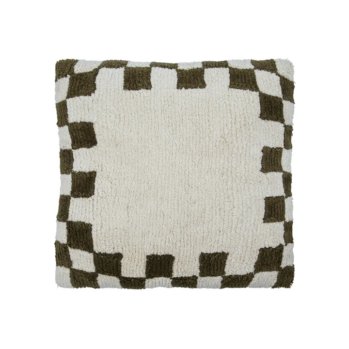 House Doctor - Chess Taie d'oreiller, 50 x 50 cm, vert / blanc cassé