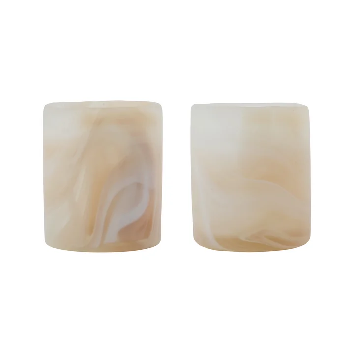 House Doctor - Kae Porte-bougies à réchaud, beige (set de 2)