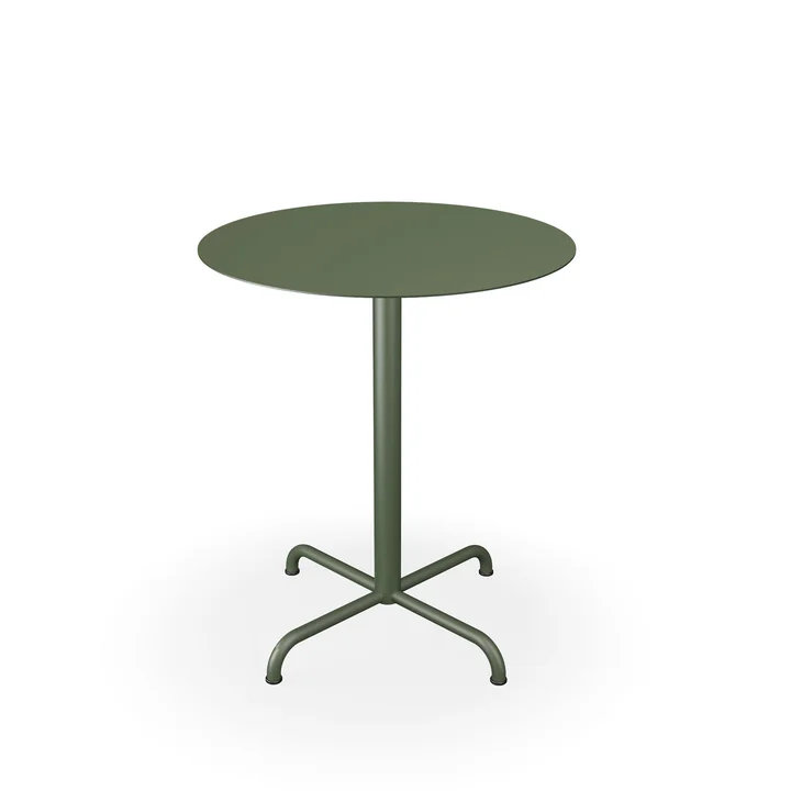 HOUE - Pico table de jardin, Ø 64 cm, piétement 4 étoiles, vert olive