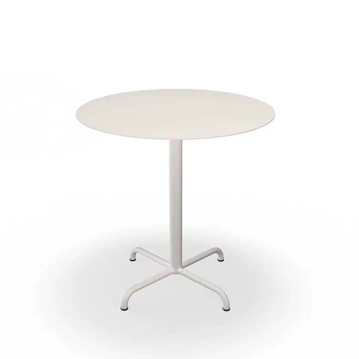 HOUE - Pico table de jardin, Ø 74 cm, piétement 4 étoiles, muted white
