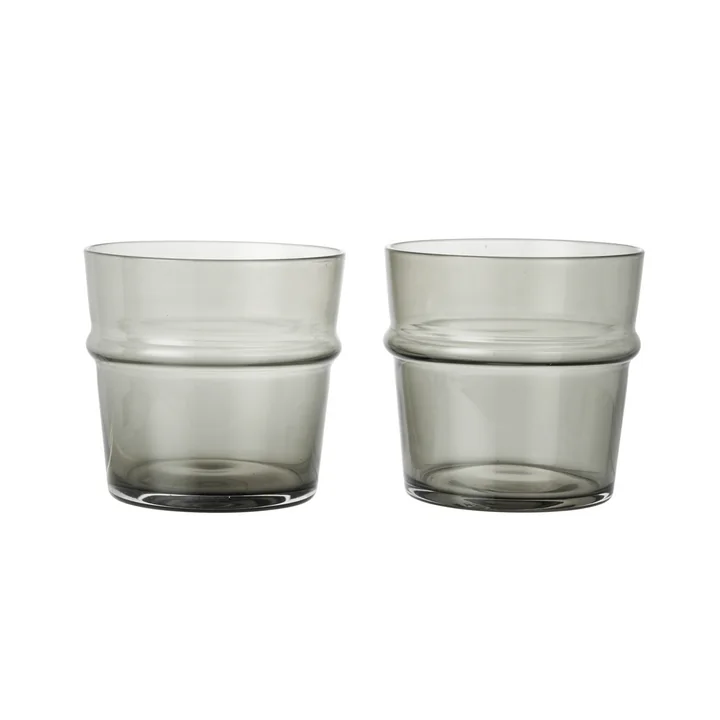 Ferm Living - Verre Boya Low, 30 cl, gris fumé (lot de 2)