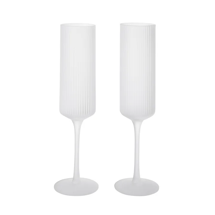 Ferm Living - Ripple Flûte à champagne (set de 2), givré