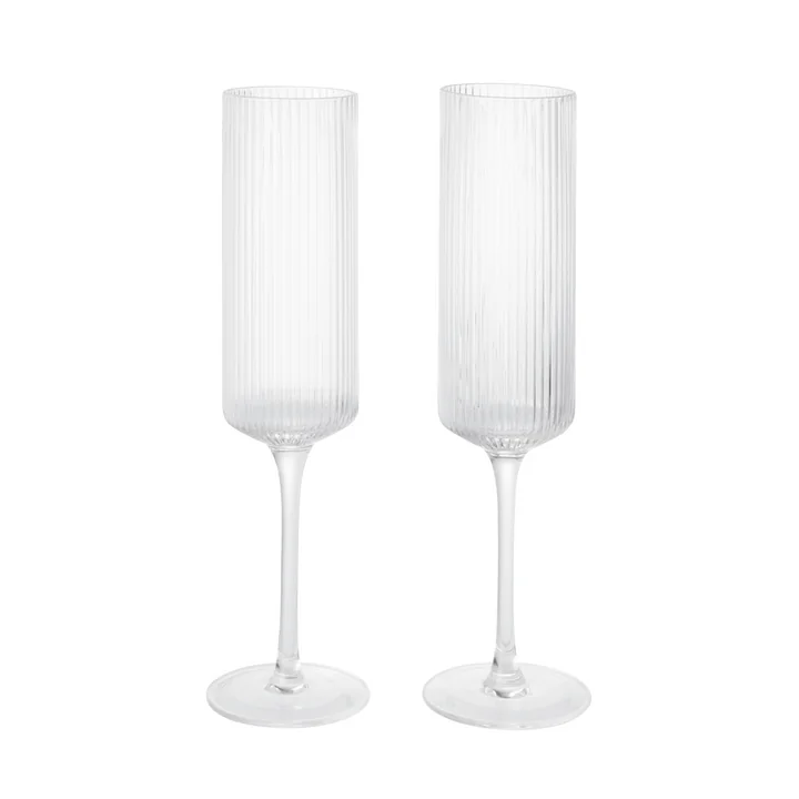 Ferm Living - Ripple Flûte à champagne (set de 2), transparente