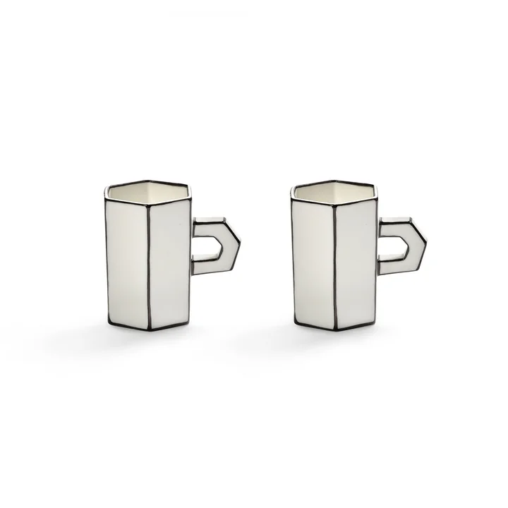 Serax - Carte Blanche Double tasse à expresso, blanc / noir (set de 2)
