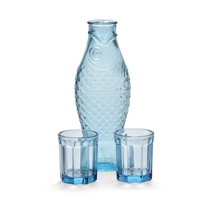Serax - Fish & Fish Set carafe + 2 verres M, bleu