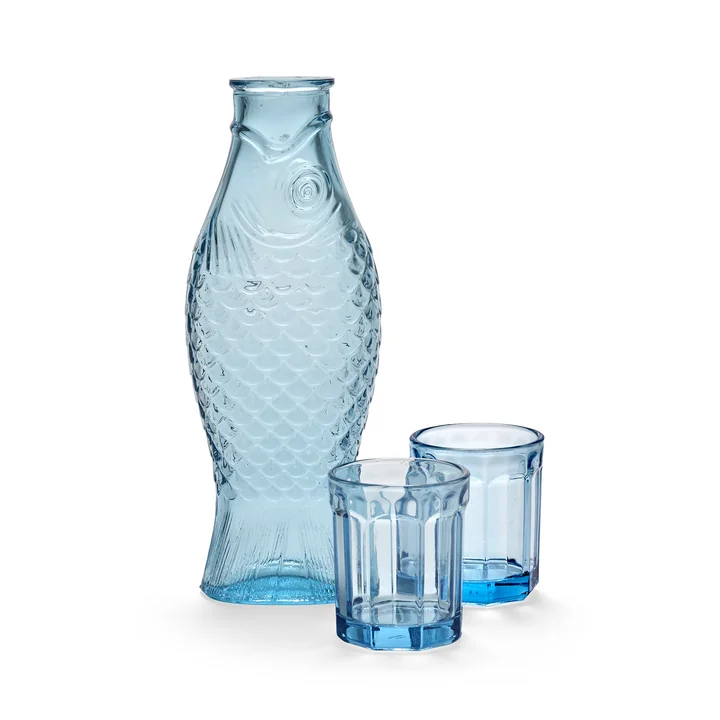 Serax - Fish & Fish Set carafe + 2 verres M, bleu