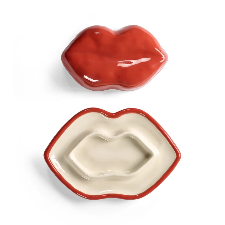 Serax - Lips Bol avec couvercle, rouge / blanc