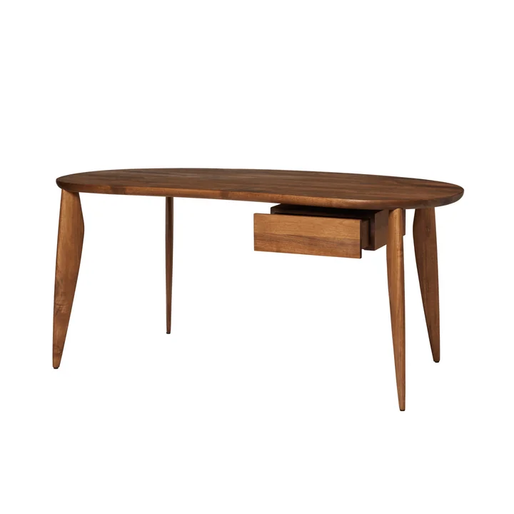 Ferm Living - Feve Table de salle à manger, 160 x 86 cm, noyer avec tiroir