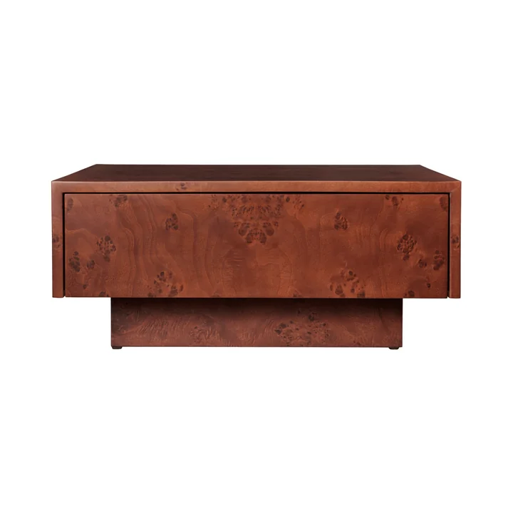 Ferm Living - Burl Coffee Table, avec tiroir, 70x 70 cm, teinté foncé
