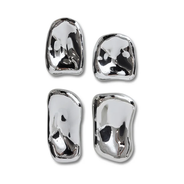 HKliving - Sculpture en verre, chrome (set de 4)