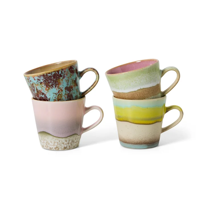 HKliving - 70's Americano Tasses, 260 ml, rococo (set de 4)