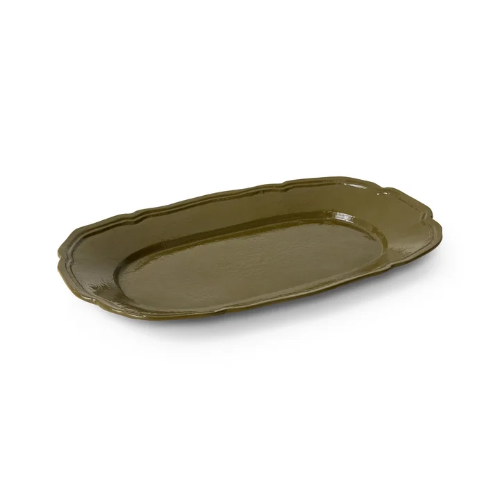 HKliving - New Classics Plateau de service, 35 x 21 cm, olive