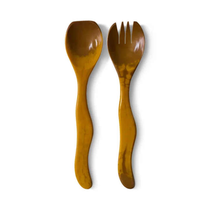 HKliving - Set de couverts à salade, ochre (2 pcs.)