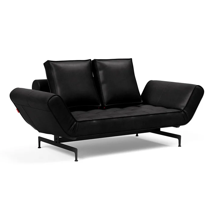 Innovation Living - Ghia Laser Canapé-lit, 210 x 93 cm, cuir noir (Mix 550 Faunal )