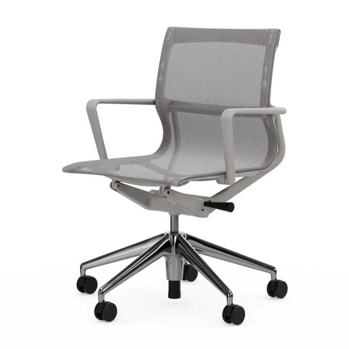 Vitra - Siège de bureau Physix, piétement aluminium poli, TrioKnit gris argenté / soft grey