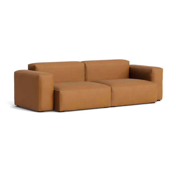 HAY - Mags Soft Canapé 2,5 places avec accoudoir bas, combinaison 1, cognac (Sense) / Coutures : beige