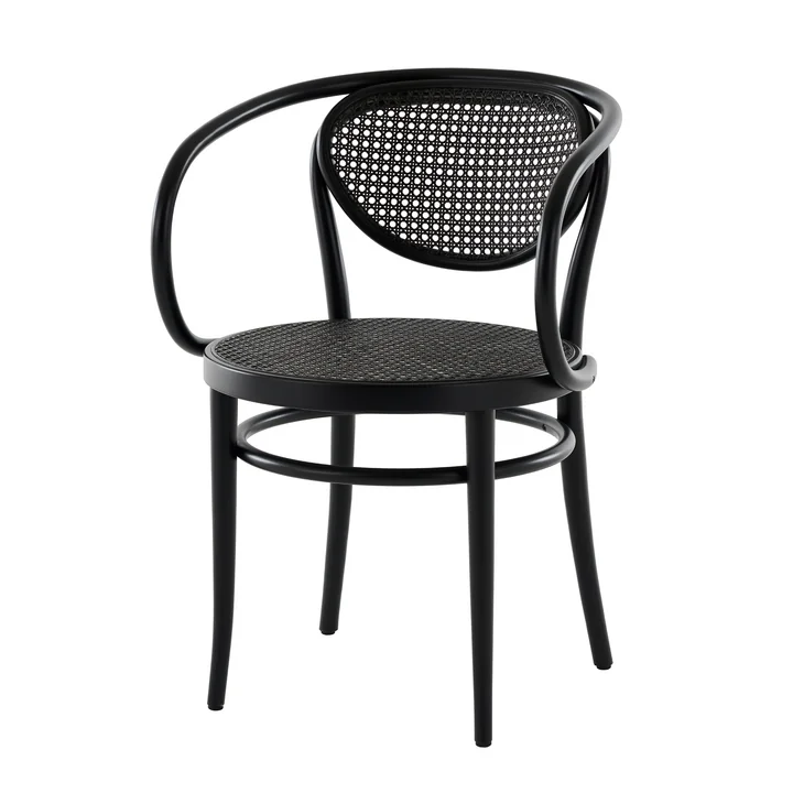 Thonet - 210 R Chaise avec accoudoirs, cannage Dark Melange / hêtre noir (TP 29)