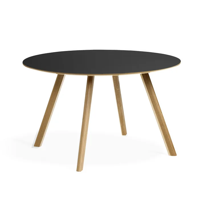 HAY - Copenhague CPH25 2. 0 Table Ø 120 cm, chêne laqué / linoléum noir