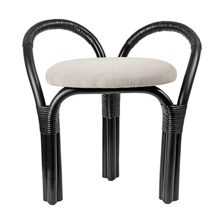 Gubi - Bistra tabouret, rotin ebony / Fustagno (001) (patins en plastique)