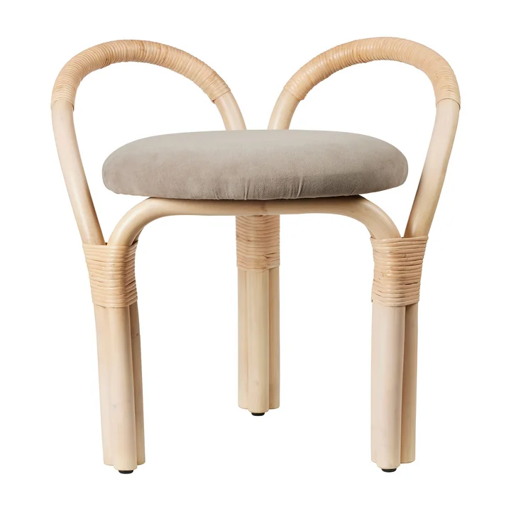 Gubi - Bistra tabouret, rotin naturel / Fustagno (002) (patins en plastique)
