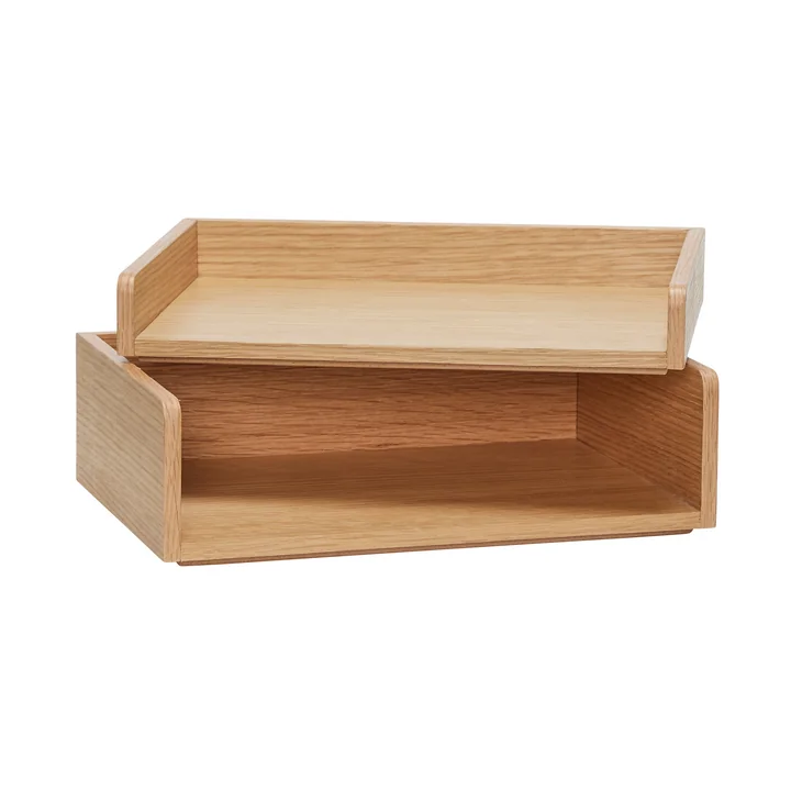 Hübsch Interior - Organiseur de bureau Afour, 33 x 22 cm, chêne naturel