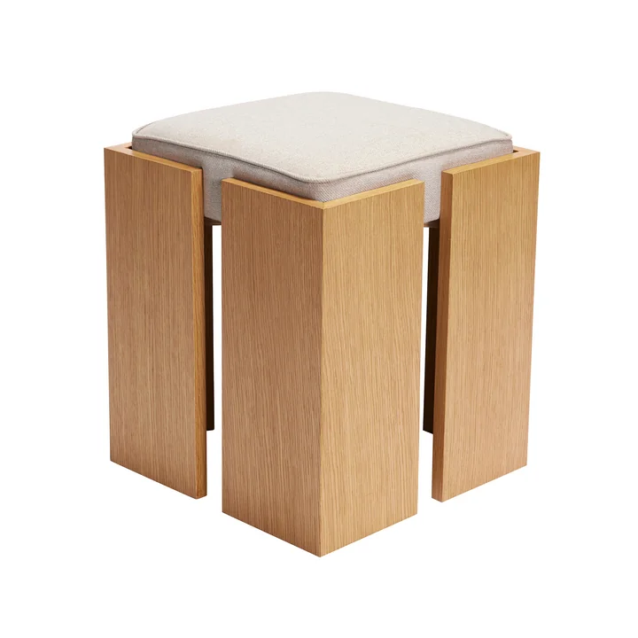 Hübsch Interior - Forma tabouret, H 46 cm, chêne naturel / sable
