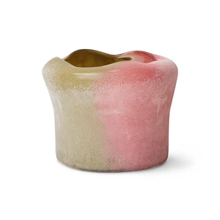 HKliving - Folded Vase en verre, duo, rose / vert