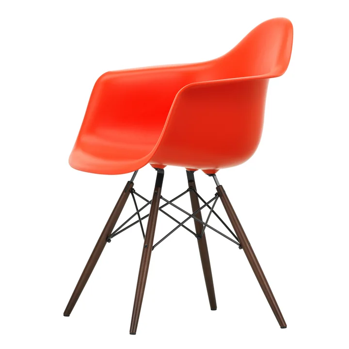 Vitra - Eames Plastic Armchair DAW RE, érable foncé / poppy red