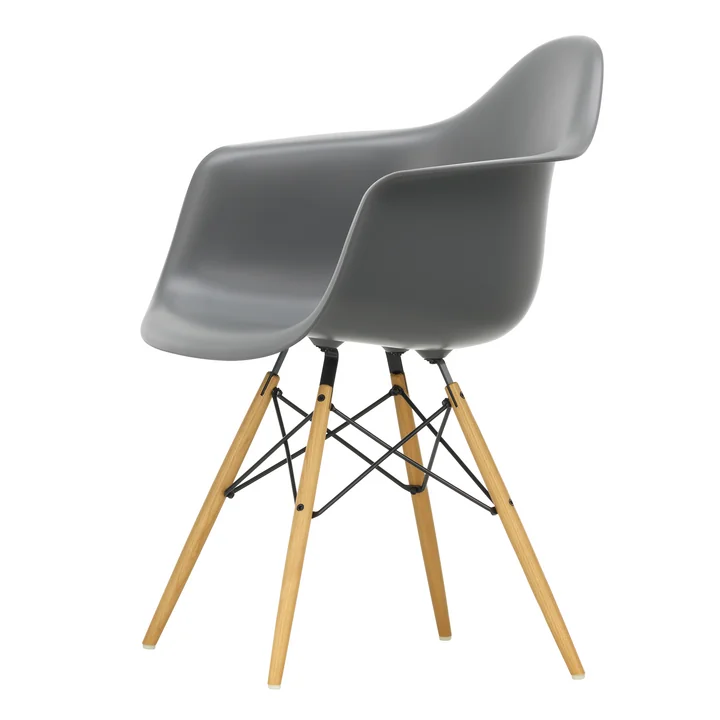 Vitra - Eames Plastic Armchair DAW RE, frêne couleur miel / gris granit