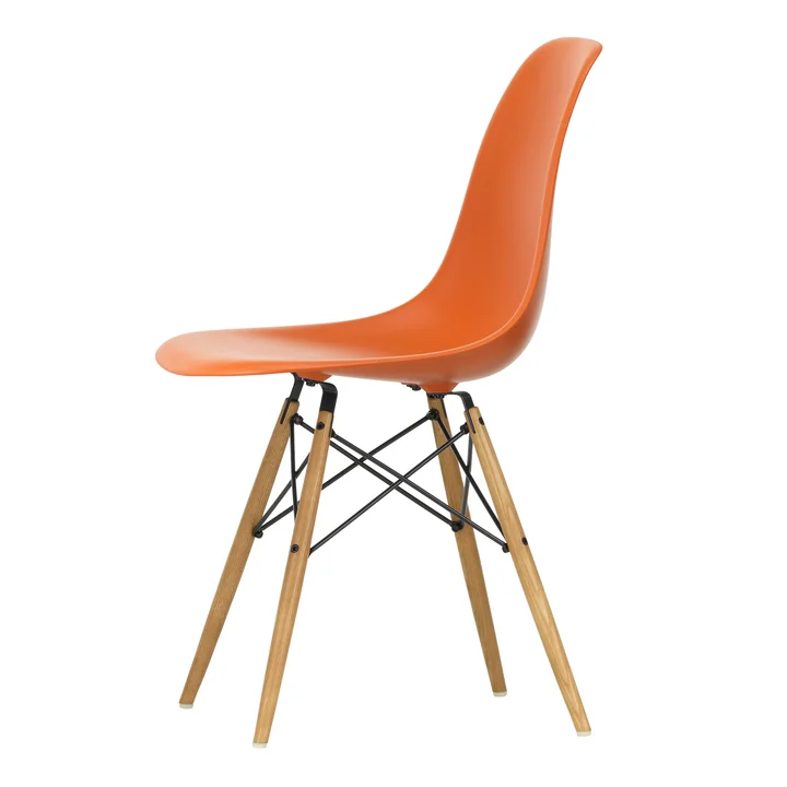 Vitra - Eames Plastic Side Chair DSW RE, frêne couleur miel / orange rouille