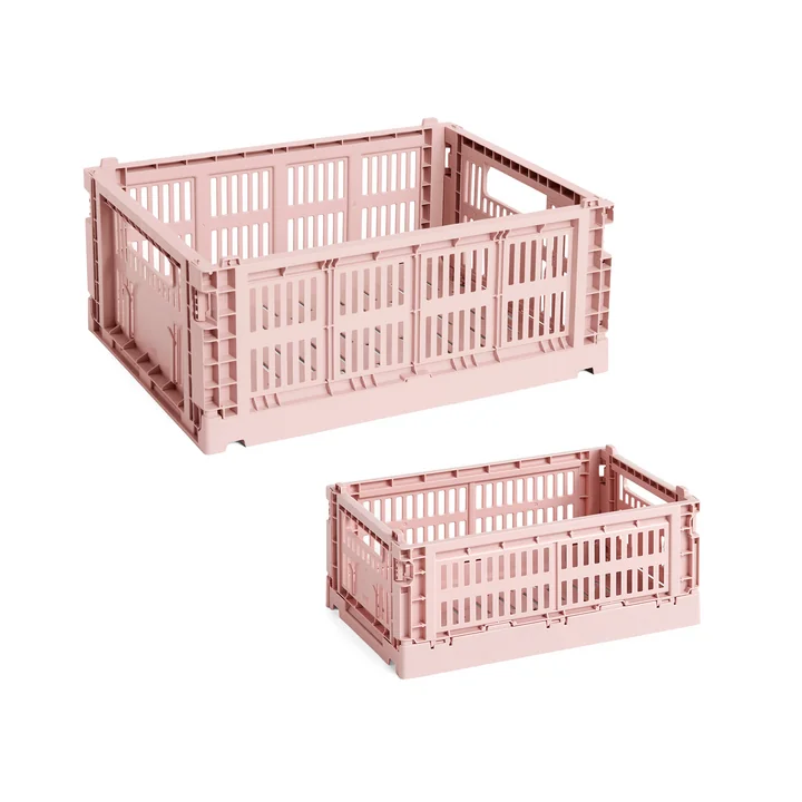 HAY - Colour Crate Panier S + M, blush, recyclé (lot de 2)