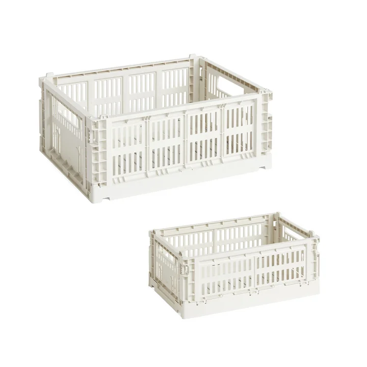 HAY - Colour Crate Corbeille S + M, blanc cassé, recyclée (lot de 2)