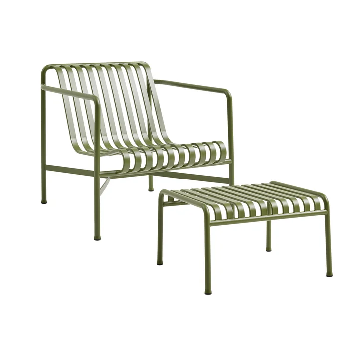 HAY - Palissade Lounge Chair Low + Ottoman, olive