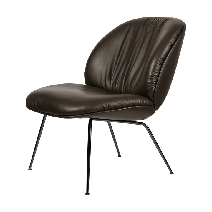 Gubi - Beetle Soft Lounge Chair, rembourrage intégral, noir mat / Coffee (Smooth Leder)