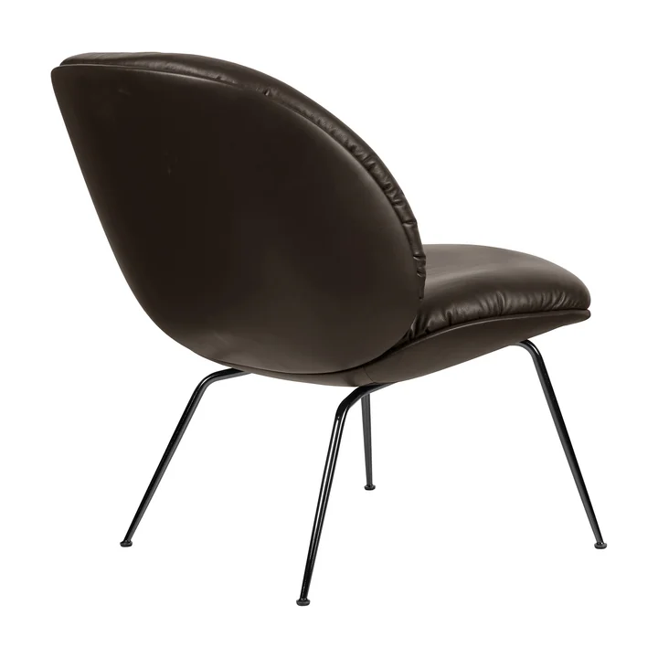 Gubi - Beetle Soft Lounge Chair, rembourrage intégral, noir mat / Coffee (Smooth Leder)