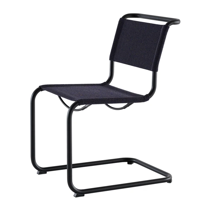 Thonet - S 33 V chaise, noir profond / deep (tissu Rohi Cento)