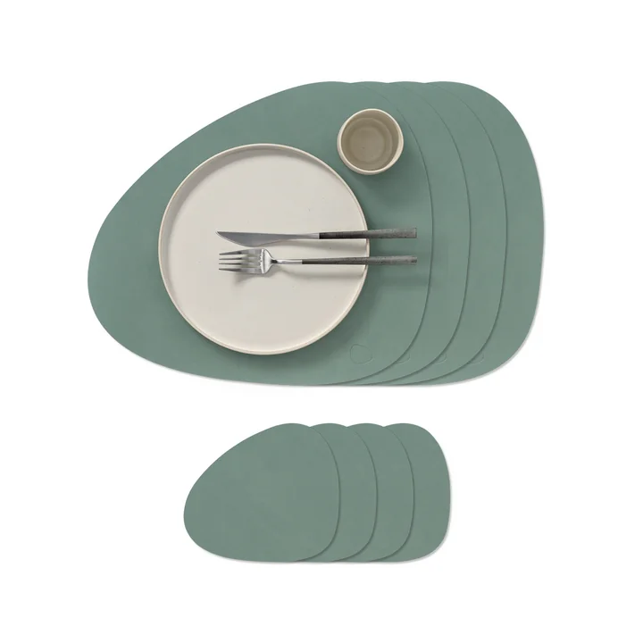 Lind DNA - Set cadeau Curve L, Nupo vert pastel (4 sets de table + 4 dessous de verre)