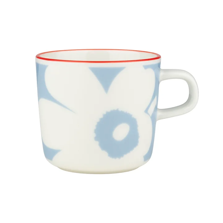 Marimekko - Oiva Juhla Unikko Tasse à café 200 ml, white / lt.blue / orange red