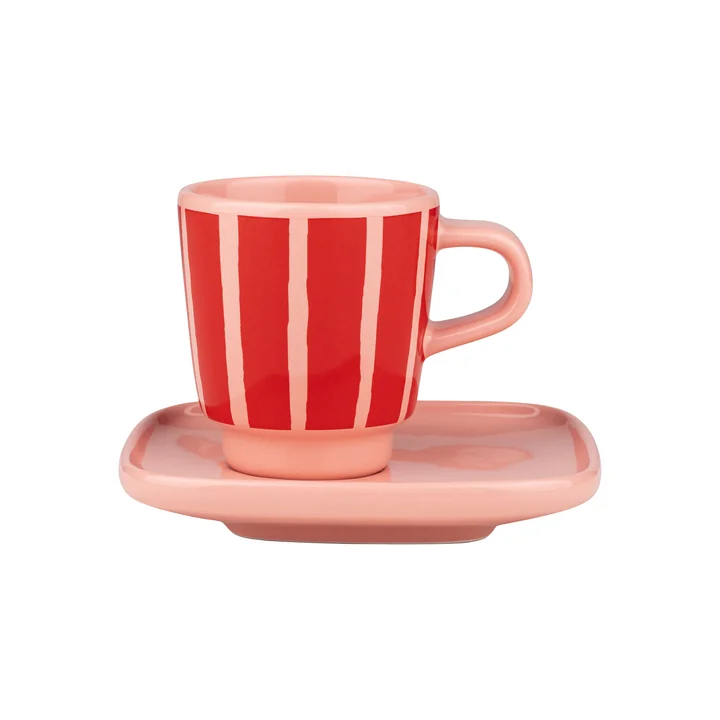 Marimekko - Oiva Piccolo Tasse à expresso avec soucoupe, salmon red / orange red