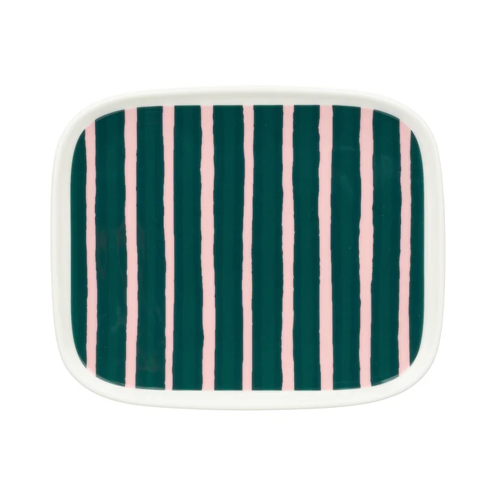 Marimekko - Oiva Piccolo assiette, 15 x 12 cm, white / pink / dark green