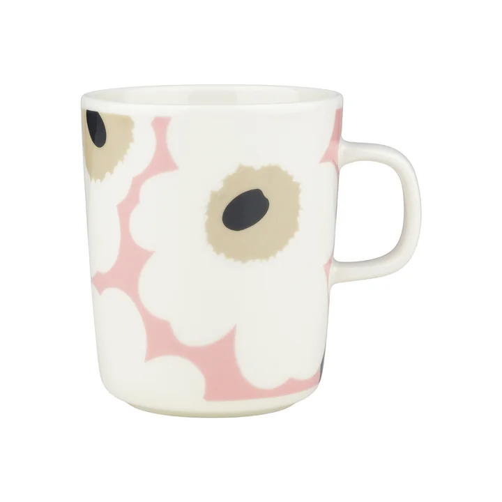 Marimekko - Oiva Unikko Gobelet avec anse 250 ml, blanc cassé / rose / sable / charcoal