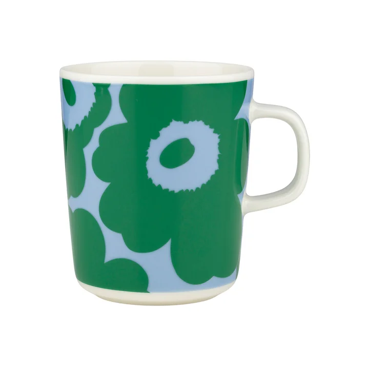Marimekko - Oiva Unikko Gobelet avec anse 250 ml, blanc / vert / bleu clair