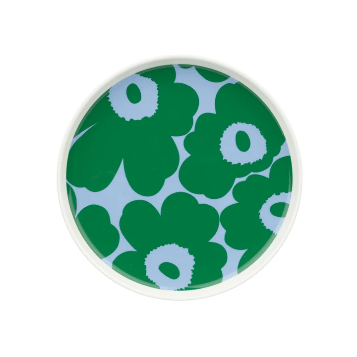 Marimekko - Oiva Unikko Assiette Ø 20 cm, blanc / vert / bleu clair