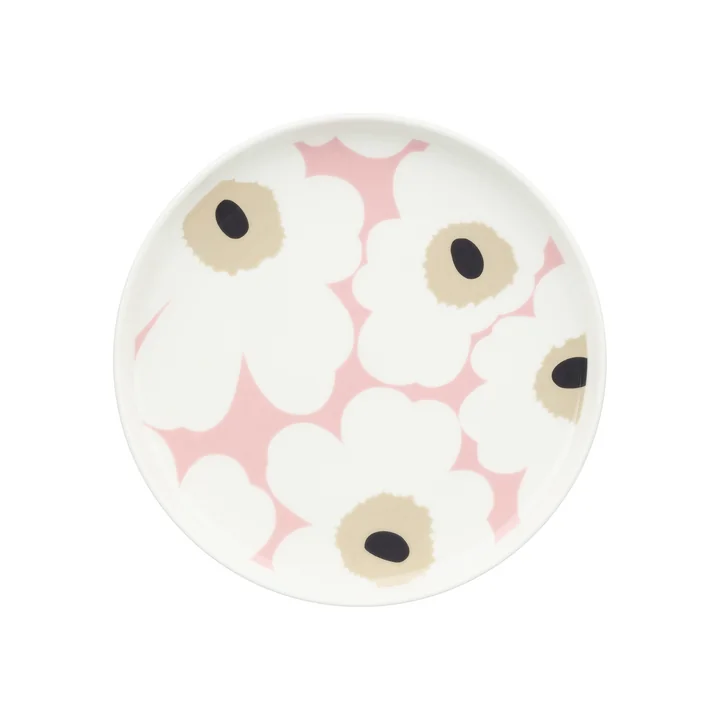 Marimekko - Oiva Unikko Assiette Ø 20 cm, white / pink / sand / charcoal