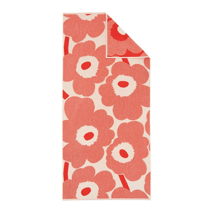 Marimekko - Unikko Serviette de bain 70 x 150 cm, blanc cassé / orange red